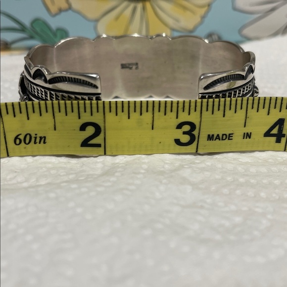 *Price Firm* Sterling Silver Lapis Lazuli Cuff by Navajo Happy Piasso - Picture 12 of 13